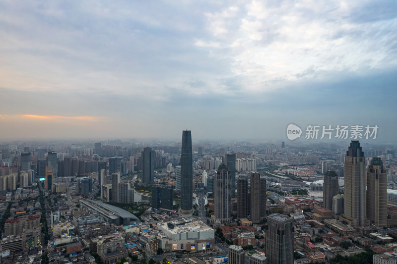 天津海河风景线城市夜景风光航拍