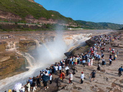 黄河黄河壶口瀑布河流奔腾