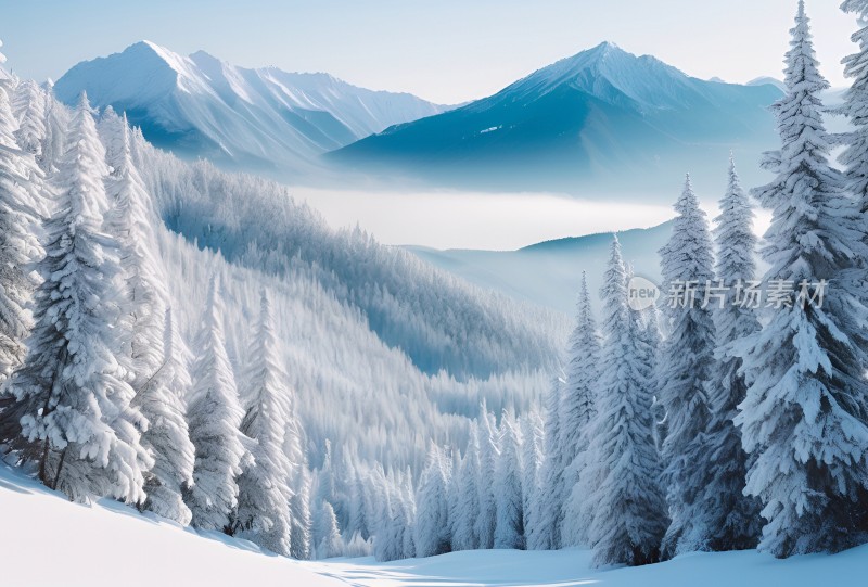 冬季森林白雪覆盖风景