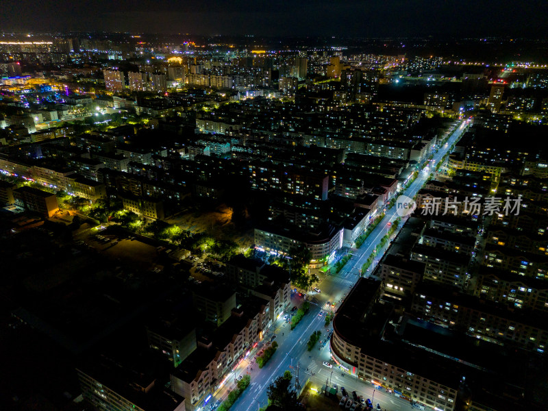 张掖城市大景夜景灯光航拍图