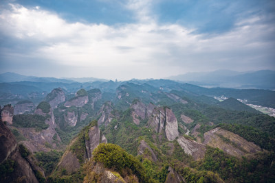 湖南新宁崀山风景区全景航拍