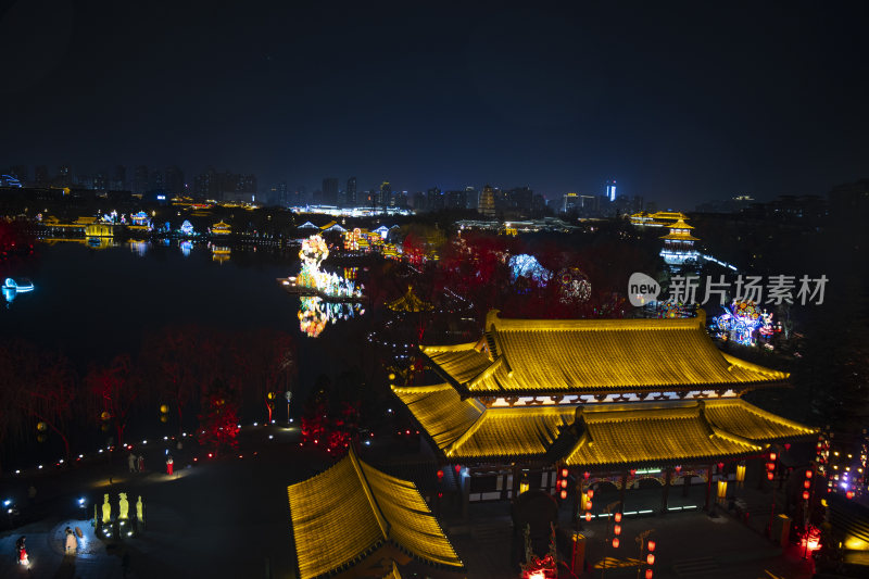 西安古建筑夜景全景