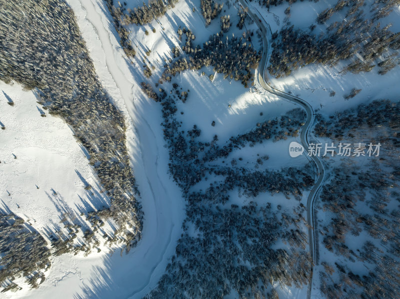 新疆北疆阿勒泰喀纳斯冬季雪景童话世界航拍