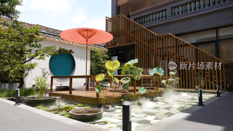 茶室 和式 日式 荷花池