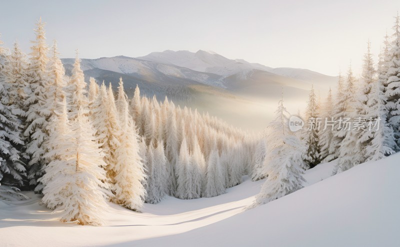 冬季森林白雪覆盖风景