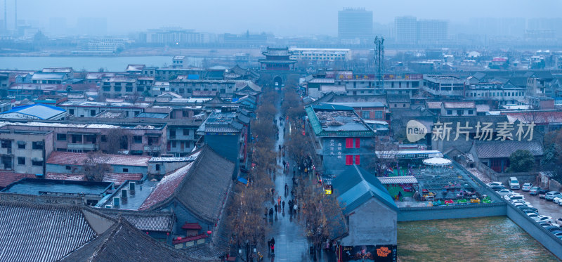 河南商丘古城雪景航拍