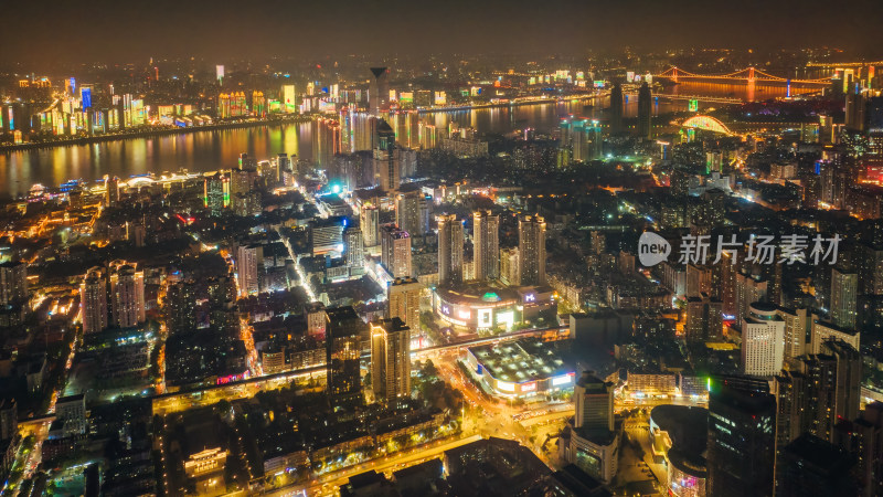 武汉汉口江汉路步行街城市夜景