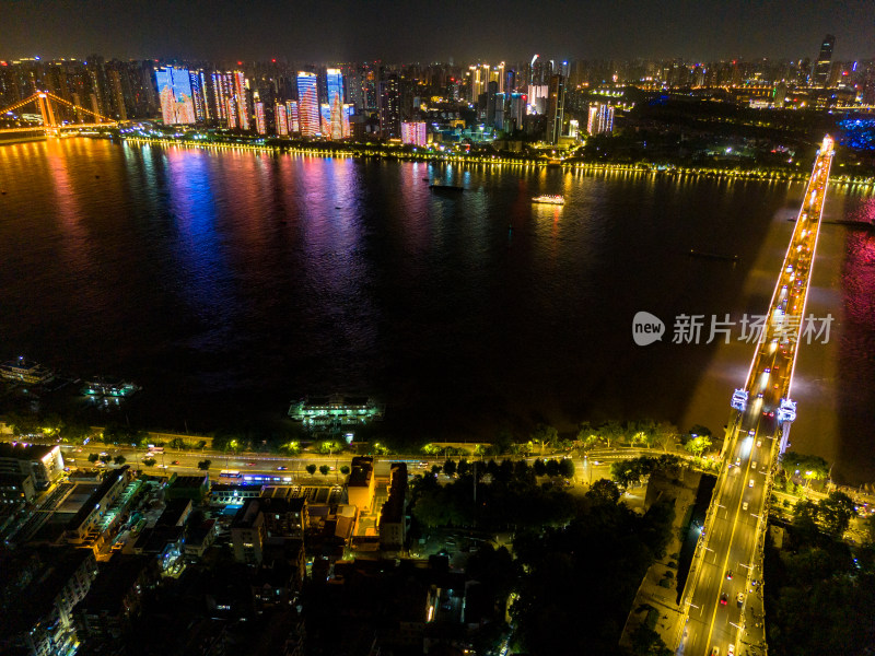 武汉夜景灯光航拍图