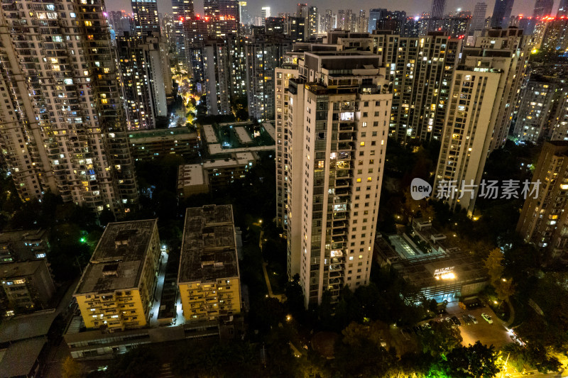 四川成都城市夜景灯光航拍图