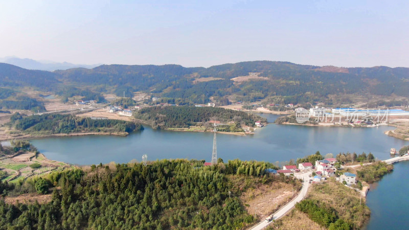 航拍大自然山川森林湖泊河流