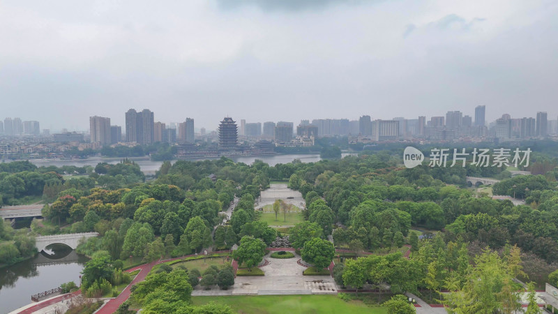 航拍四川眉山东坡城市湿地公园摄影图