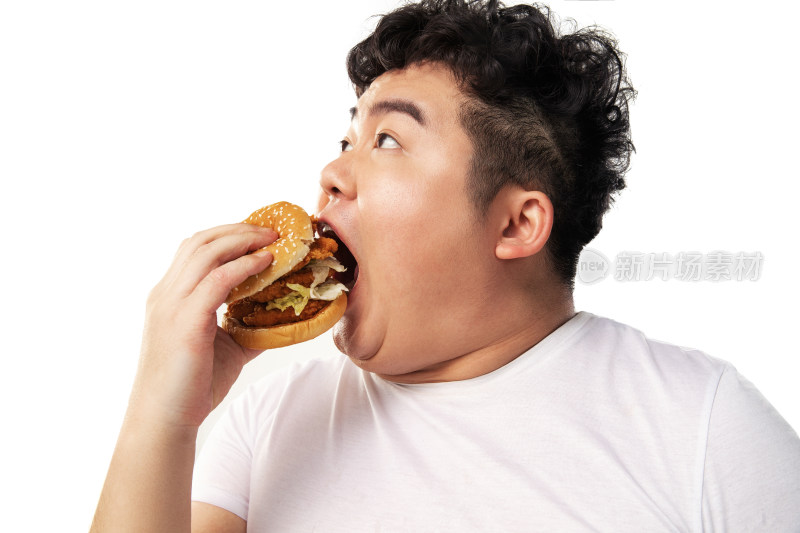 小胖子吃汉堡包