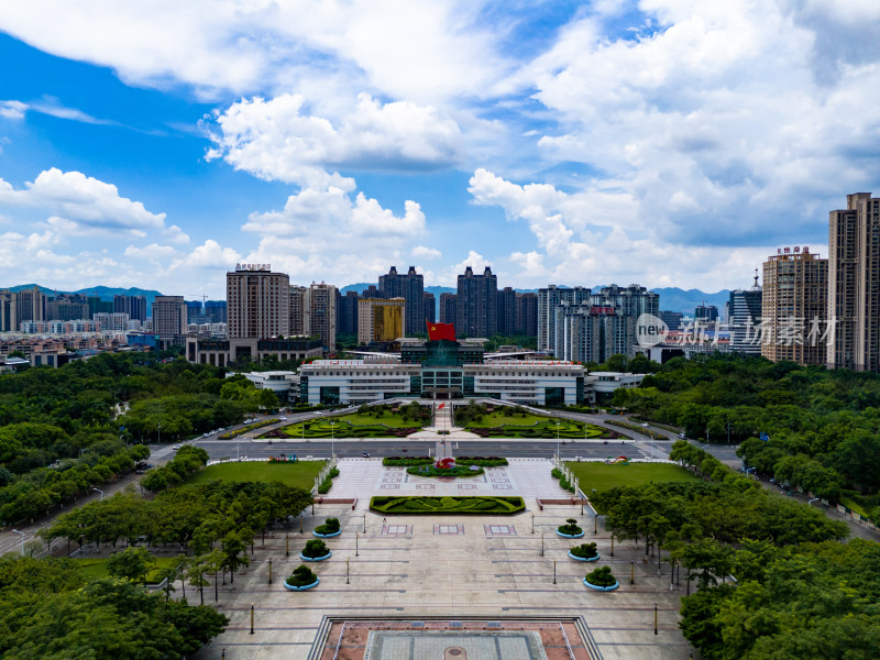 广西贵港市政府周边建筑航拍图