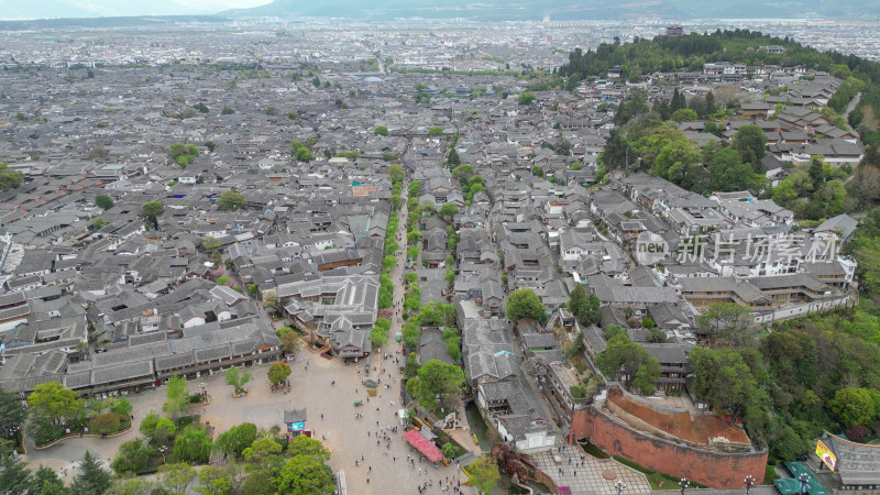 航拍云南丽江古城5A景区