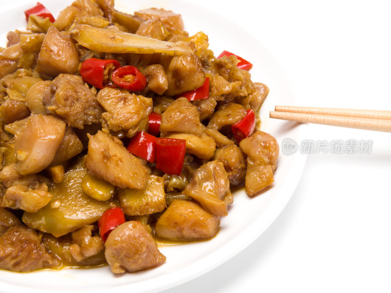 中式菜肴香辣炒鸡腿肉