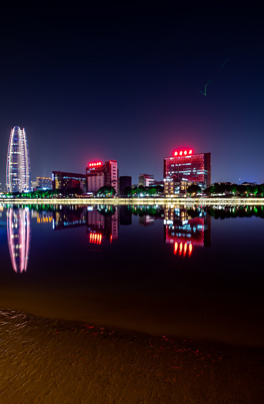 浙江宁波老外滩三江口夜景夜色城市建筑景观