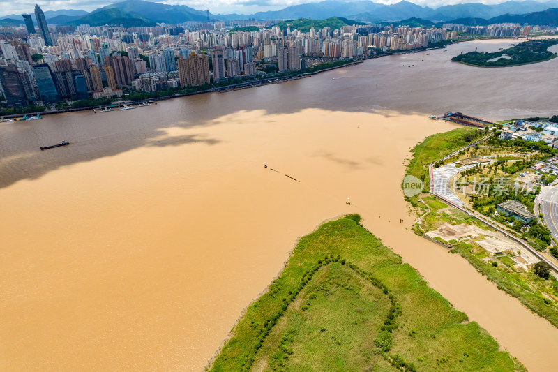 温州城市风光蓝天白云航拍摄影图