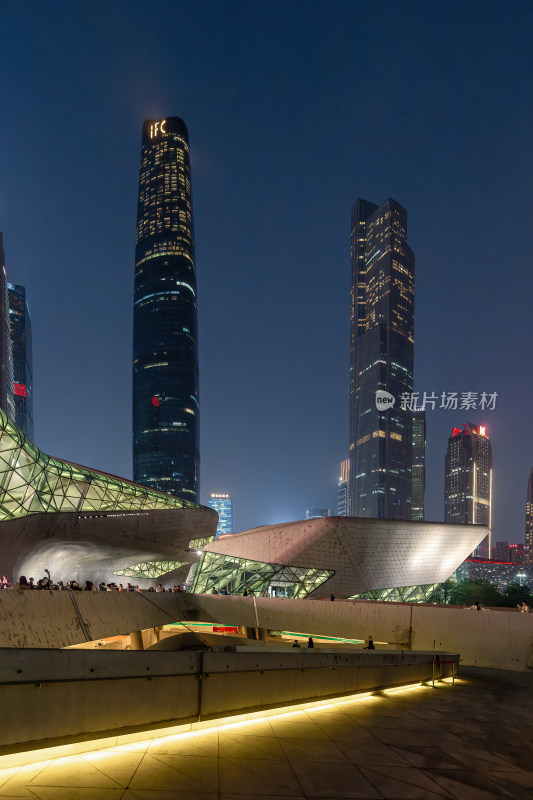 广东广州大剧院夜景城市建筑摩天大楼景观