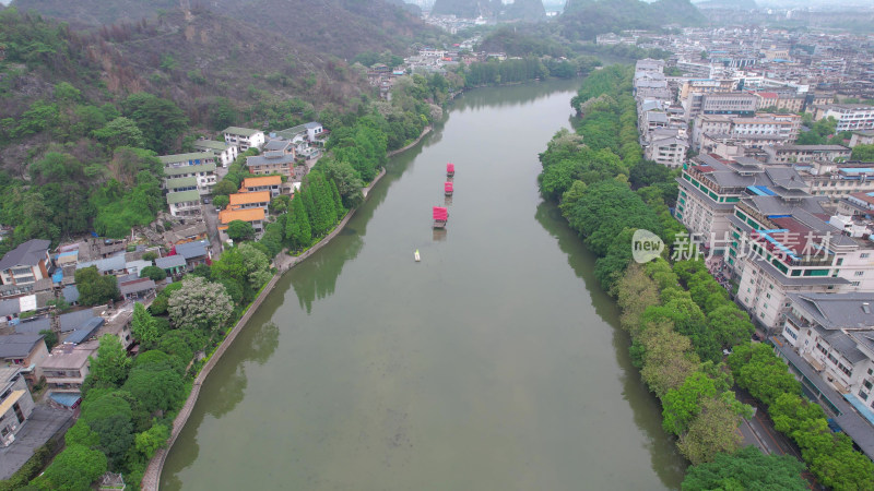 广西桂林两江四湖5A景区航拍