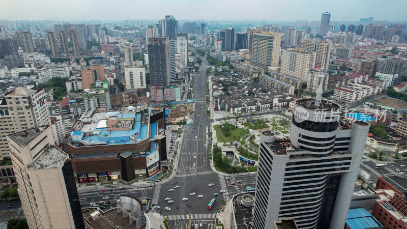 江苏常州城市风光交通航拍图