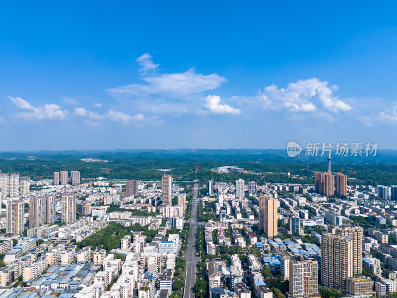 四川德阳城市大景交通航拍图