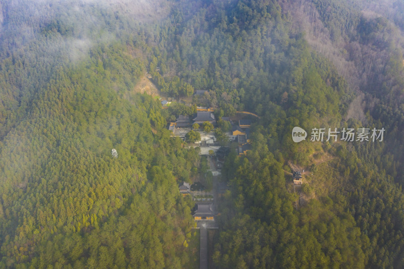 杭州建德玉泉寺晨曦秋色航拍