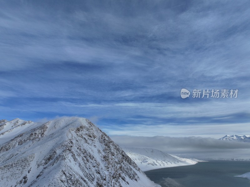 新疆帕米尔高原昆仑雪山白沙湖航拍