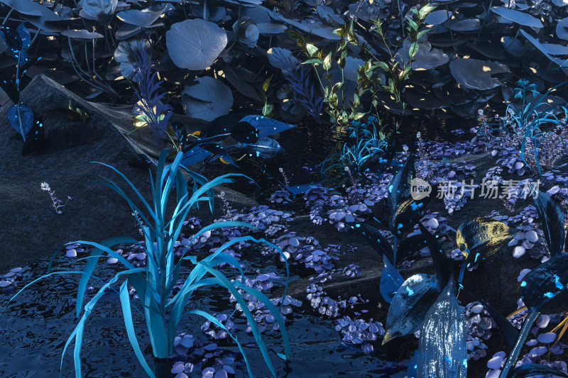 华贵鲜艳的植物花园 三维渲染