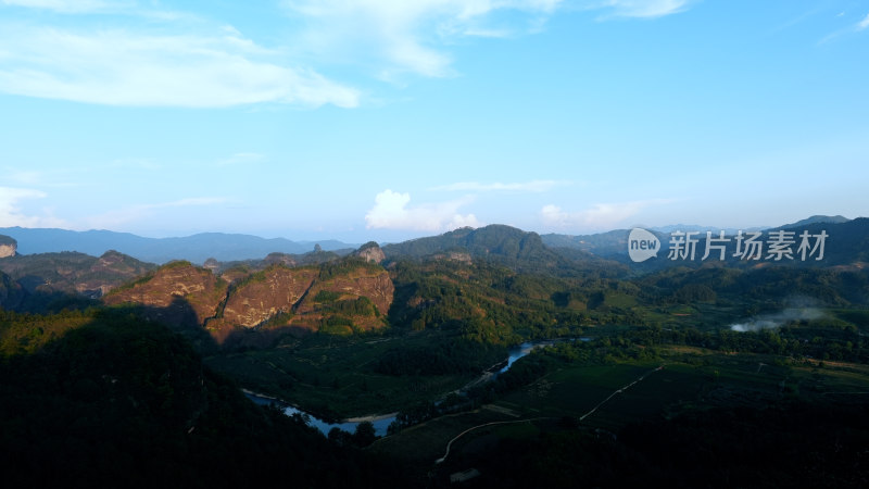 大山峰航拍武夷山茶园阳光云雾茶山大气开场