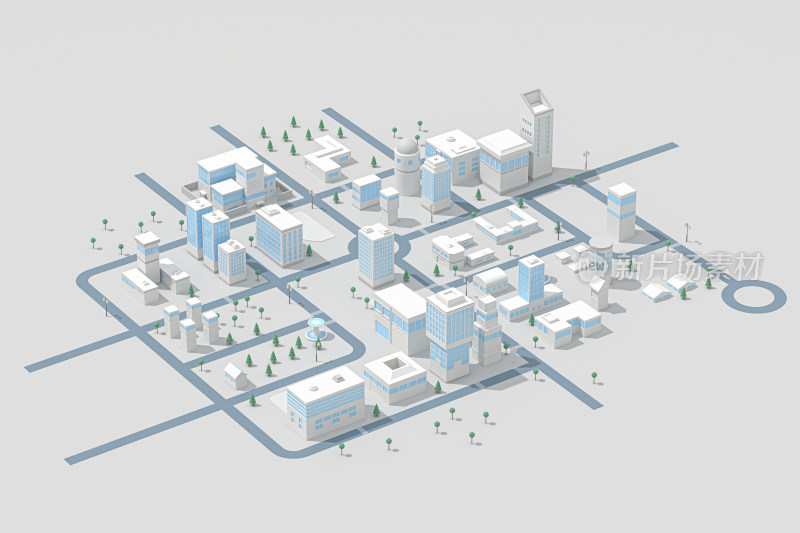 迷你都市模型建筑 3D渲染