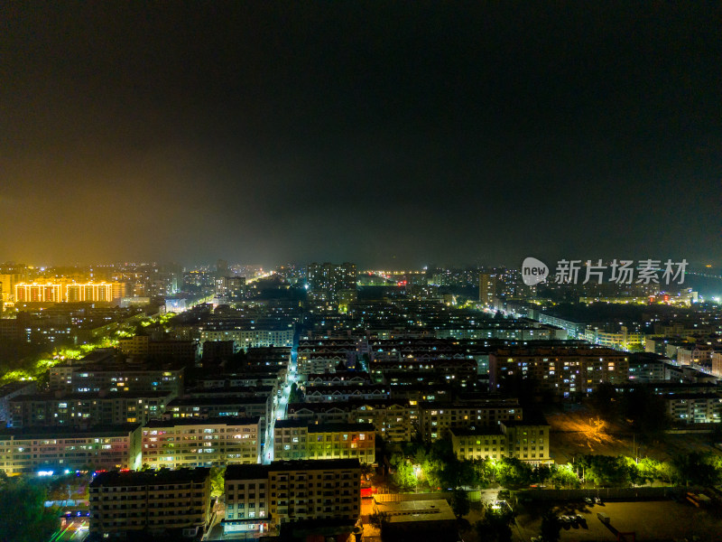 甘肃张掖夜景灯光航拍图