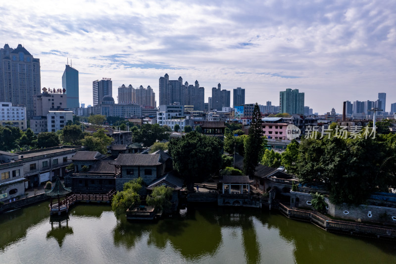 广东东莞可园历史文化古建筑航拍摄影图