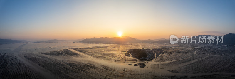 福建霞浦海岛海边滩涂日落晚霞自然风光