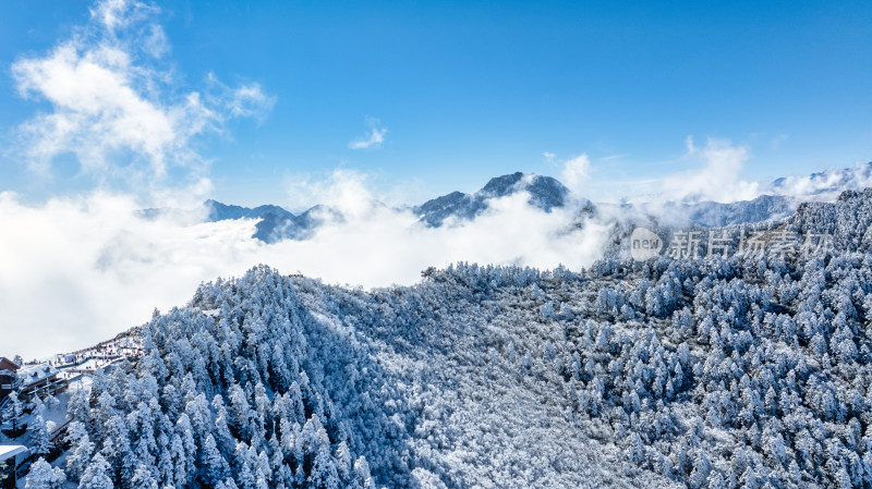 冬季成都西岭雪山景区综合航拍