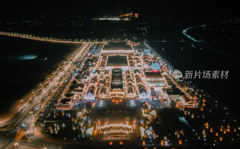 航拍夜景古城