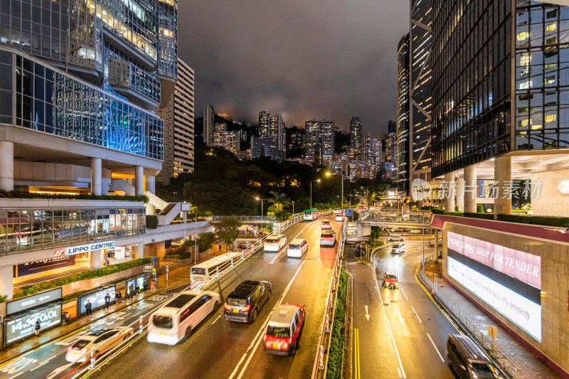 中国香港中环城市风光夜景