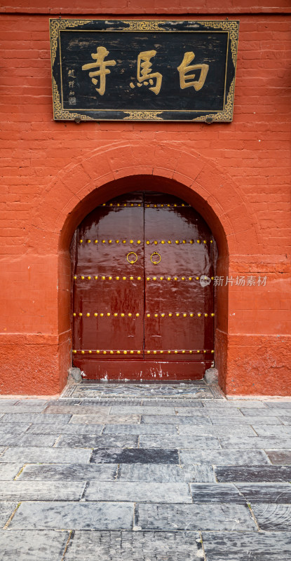 洛阳白马寺入口门白马石狮子景点景观