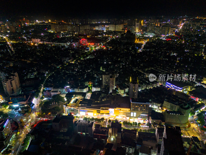 玉林城市夜景万家灯火航拍图