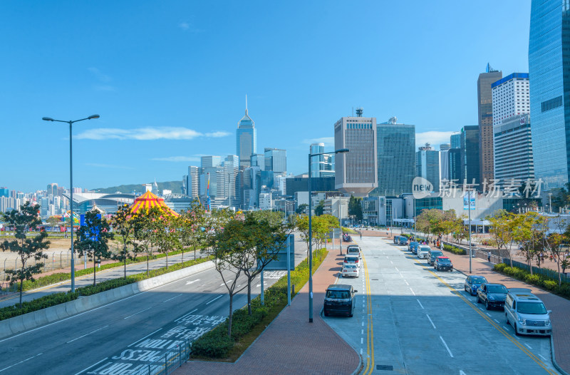 香港中环CBD城市道路与商业繁华景观