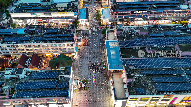 深圳大浪商业圈步行街夜景人流航拍