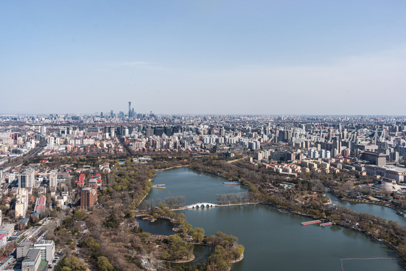 玉渊潭公园城市风光北京CBD建筑群