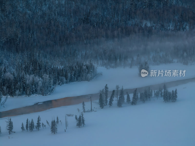 新疆北疆阿勒泰喀纳斯冬季雪景童话世界航拍