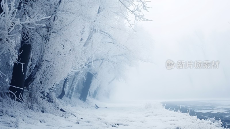 冬季唯美雪景海报背景配图高清摄影图