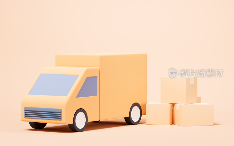 货车与货物运输3D渲染