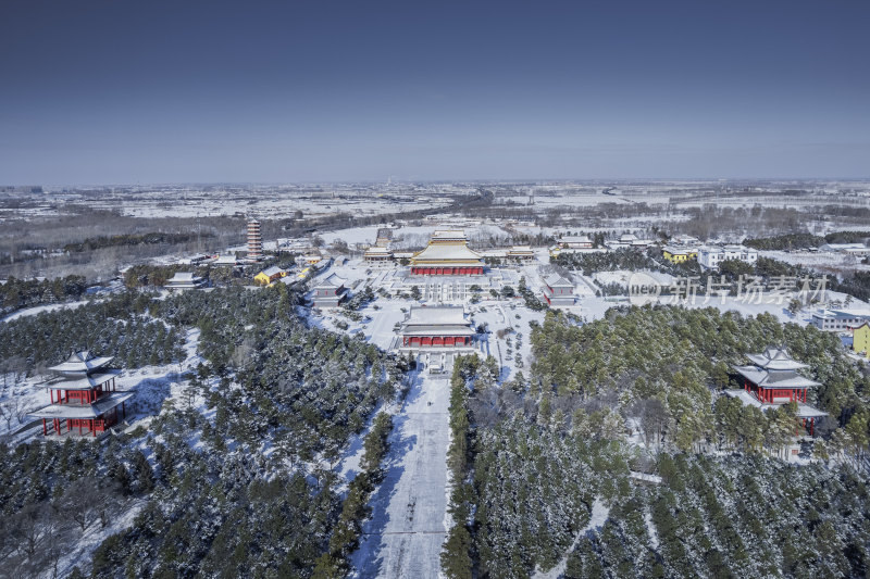 龙华寺雪景航拍