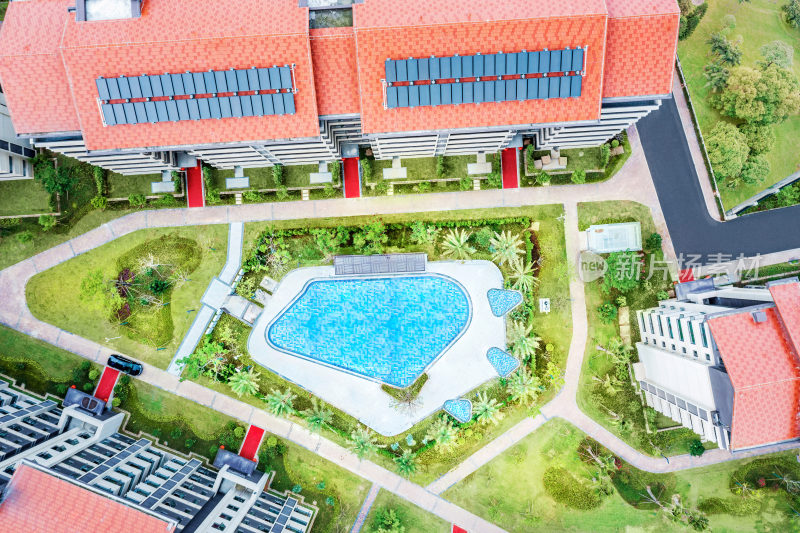 现代住宅楼社区园林景观游泳池