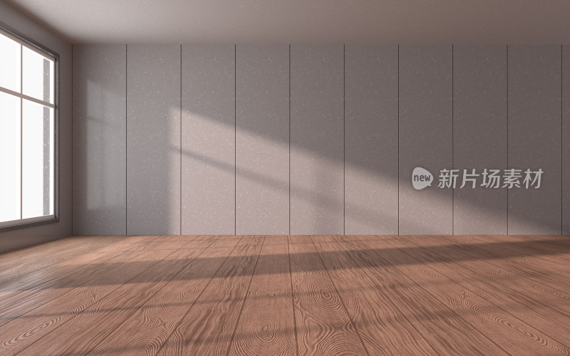 木地板空房间3D渲染