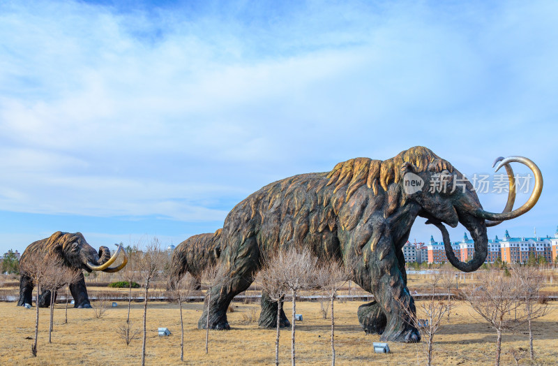 内蒙古呼伦贝尔满洲里猛犸公园大型猛犸雕塑