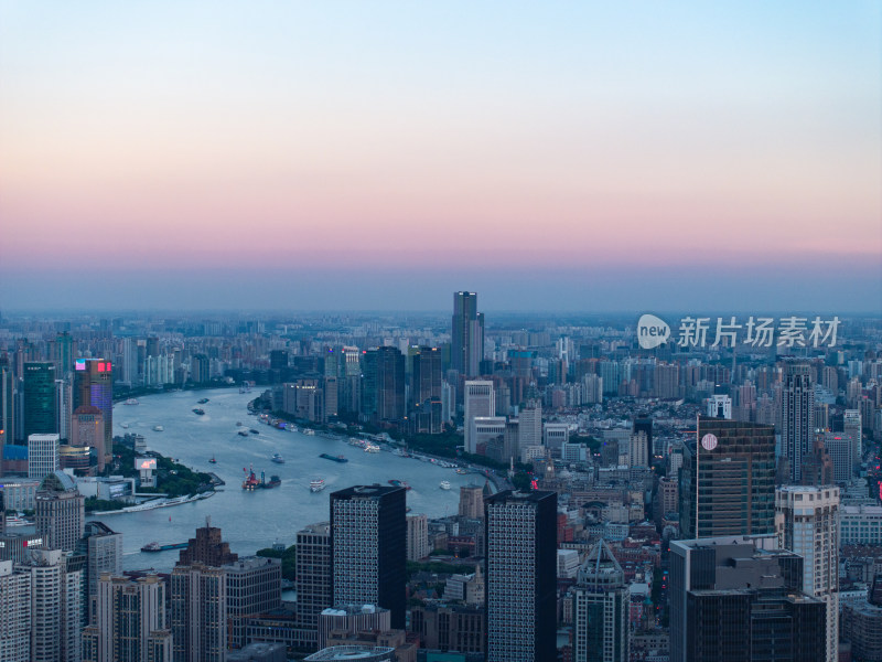 航拍上海现代都市摩天大楼陆家嘴外滩夜景