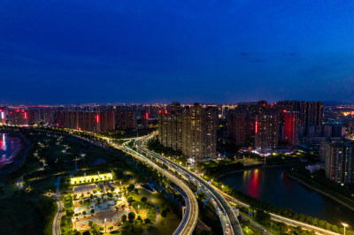 福建泉州城市夜景航拍摄影图